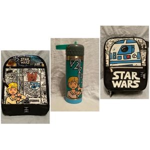 Set 3 Disney Parks Star Wars‎ Lightsaber Luke Lunch Box Backpack Water Bottle